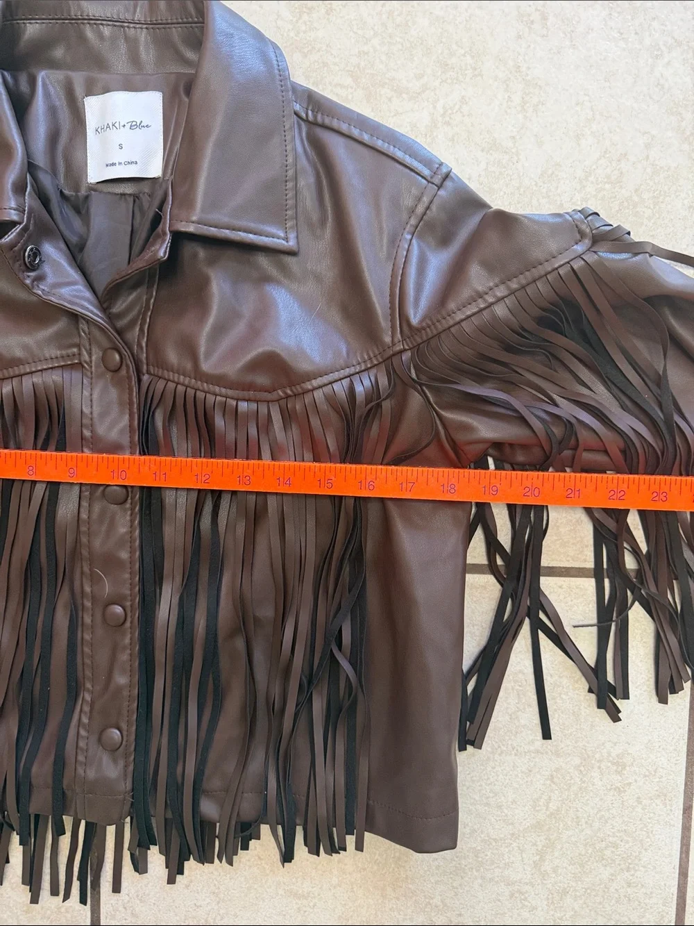Cropped Brown Leather Fringe Jacket - Women - Picture 4 of 6